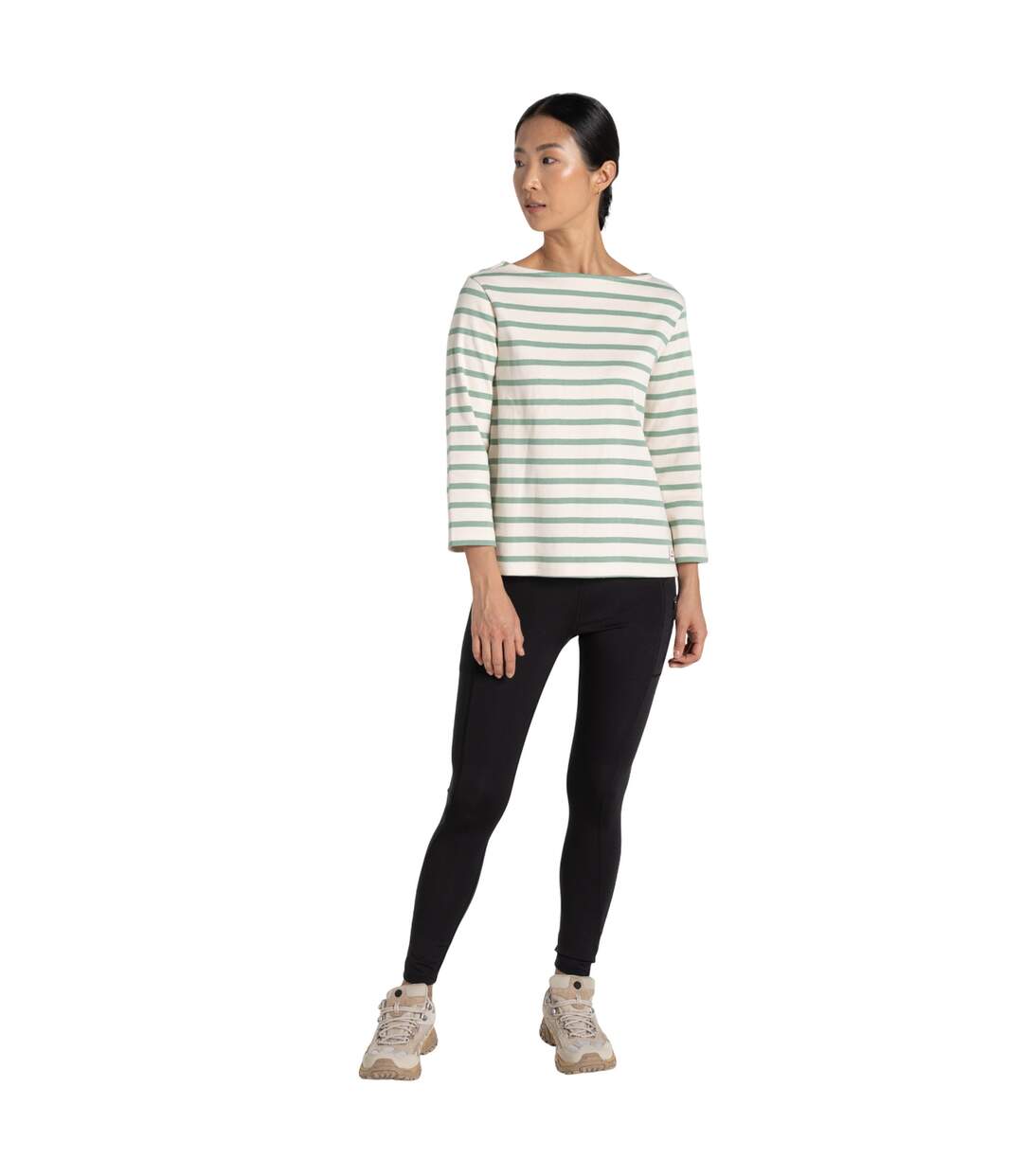 Womens/ladies Painne Stripe Long-sleeved Top Pale Pistachio Craghoppers-1