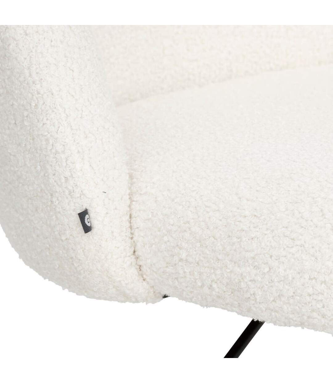 Chaise de bureau à roulette en bouclette GEOS - Blanc-2