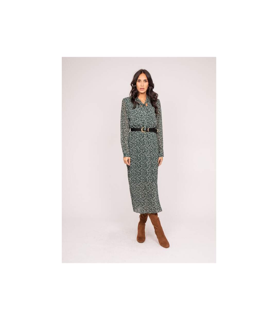 Robe longue motifs plissée IFLOR - Dona X Lisa-1