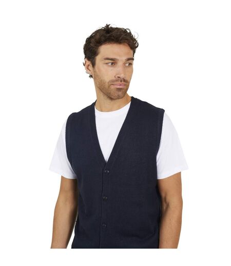 Mens Knitted V Neck Waistcoat Jet Black Brave Soul