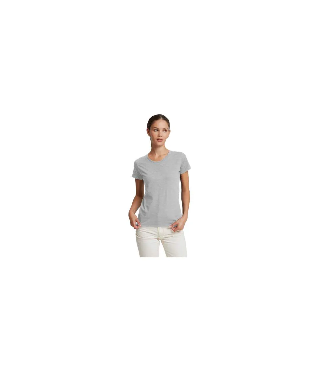 Womens/ladies Authentic Classic T-shirt Light Oxford Russell-1