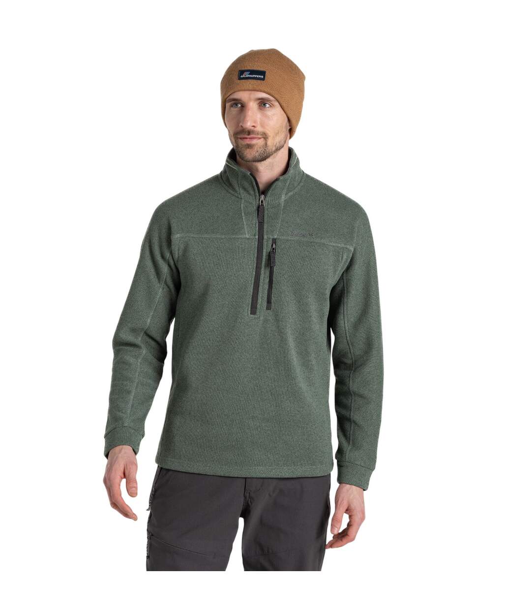 Mens torney ii marl half zip fleece top laurel green Craghoppers-1