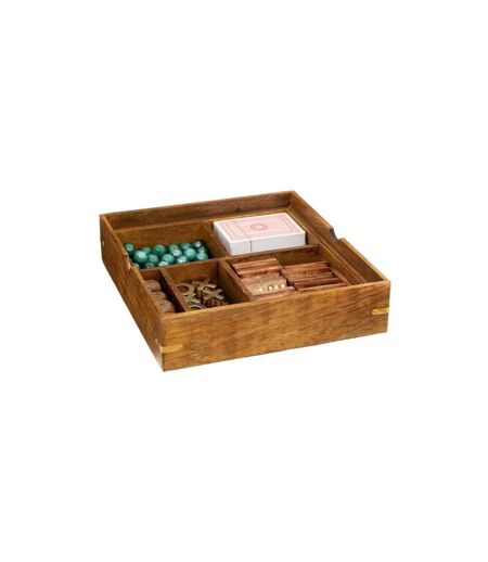 Plateau Muti-Jeux en Bois Déco Ines 23cm Marron