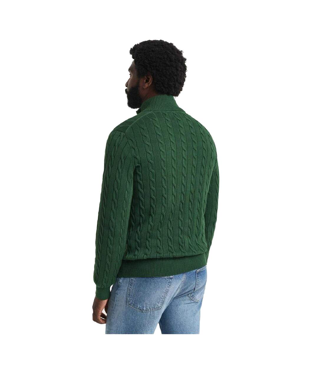 Mens Cable Knit Half Zip Jumper Green Gant-3