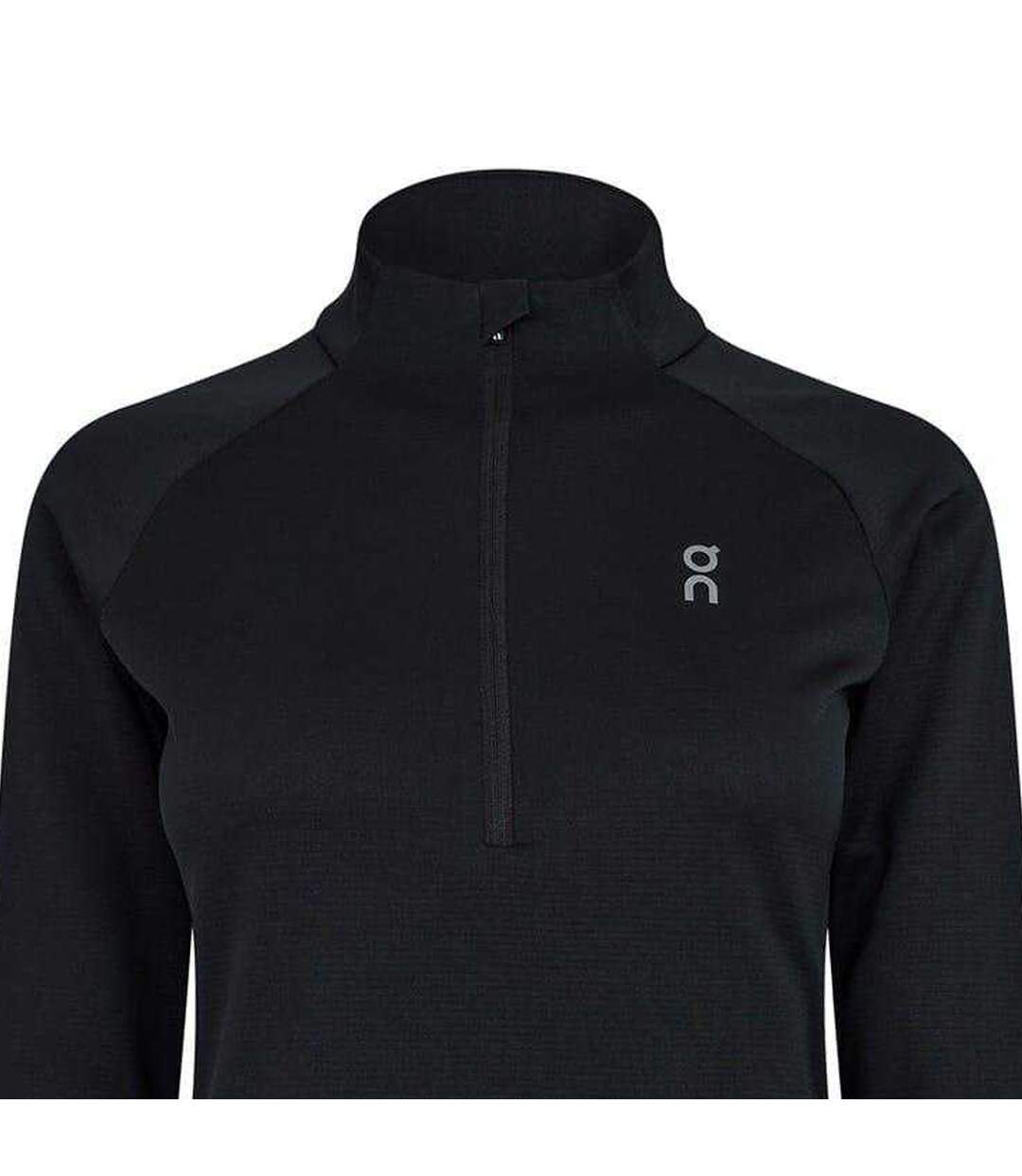 Womens/ladies Climate Half Zip Long-sleeved Top Black On Running-3