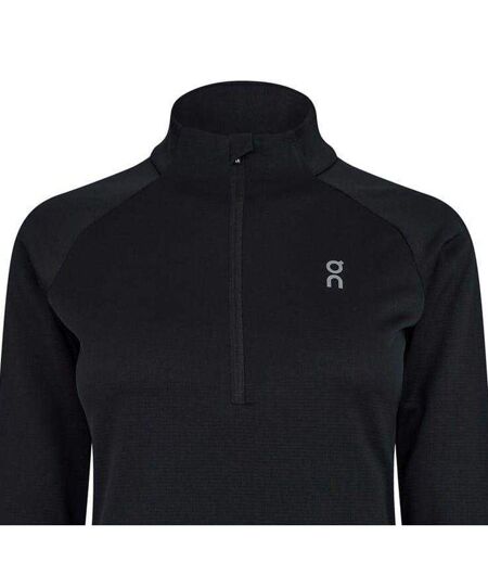 Womens/ladies Climate Half Zip Long-sleeved Top Black On Running