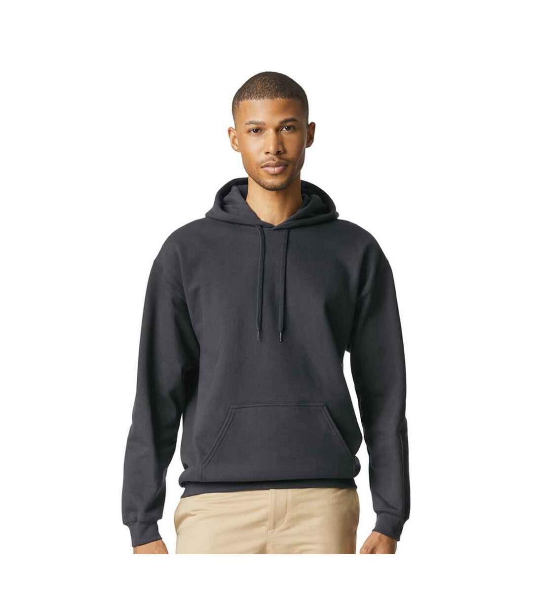 Mens Midweight Soft Touch Hoodie Smoke Gildan-1