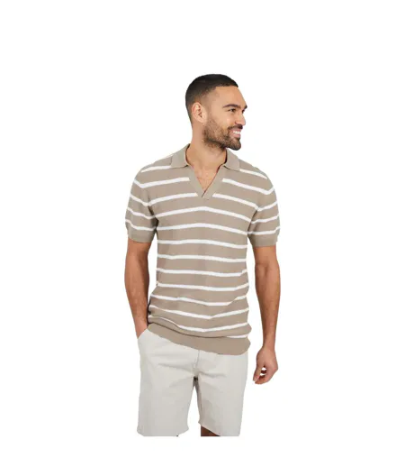 Polo Manches Courtes Homme Beige Gris Blanc Cassé Brave Soul