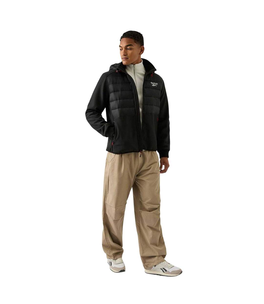 Mens Mixed Media Jacket Black Reebok-1
