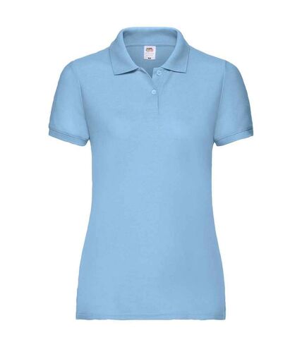 Womens/ladies lady fit piqué polo shirt sky blue Fruit of the Loom