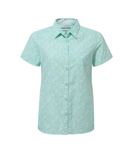 Womens/ladies Nosilife Tillia Printed Short-sleeved Shirt Poolside Green Craghoppers