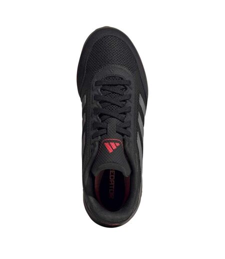 Childrens/kids Predator League 3 Stripes Suede Lace Up Trainers Black Grey Red Adidas