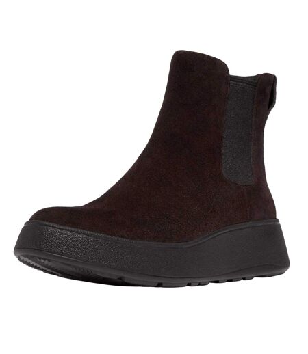 Womens/ladies F-mode Suede Flatform Chelsea Boots Brown Fit Flop
