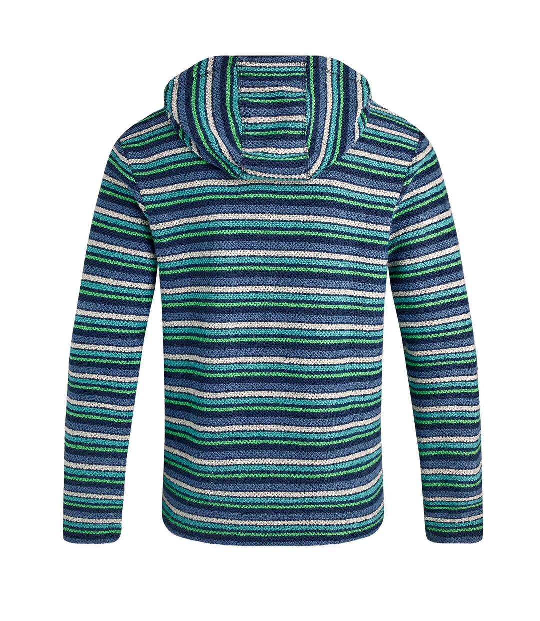 Mens payson striped macaroni button neck hoodie ensign blue Weird Fish-2