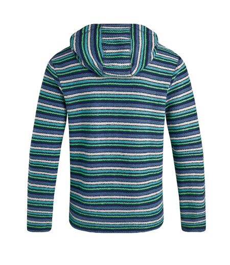 Mens payson striped macaroni button neck hoodie ensign blue Weird Fish