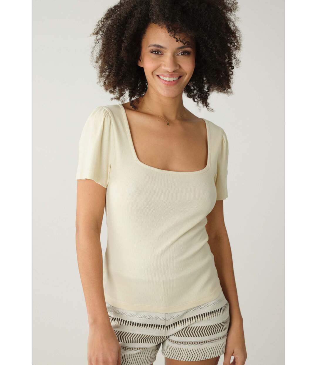 T-shirt en maille cotelée pour femme KERINE-1