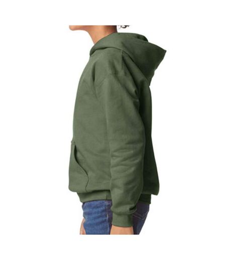 Sweat à capuche enfant vert kaki Gildan