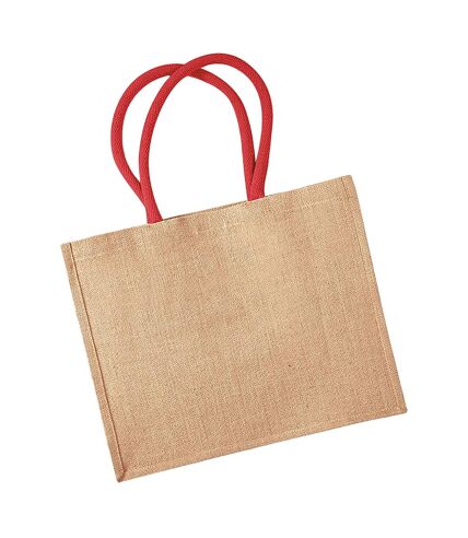 Westford Mill Classic Jute Shopper Bag (21 Liters) (Natural/Bright Red) (One Size)