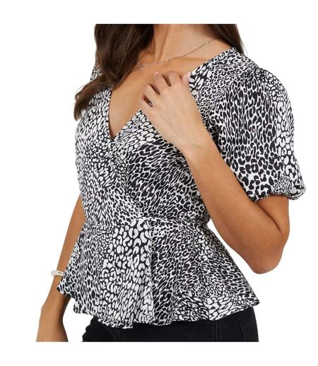 Haut Portefeuille Manches Bouffantes Femme Noir Blanc Brave Soul