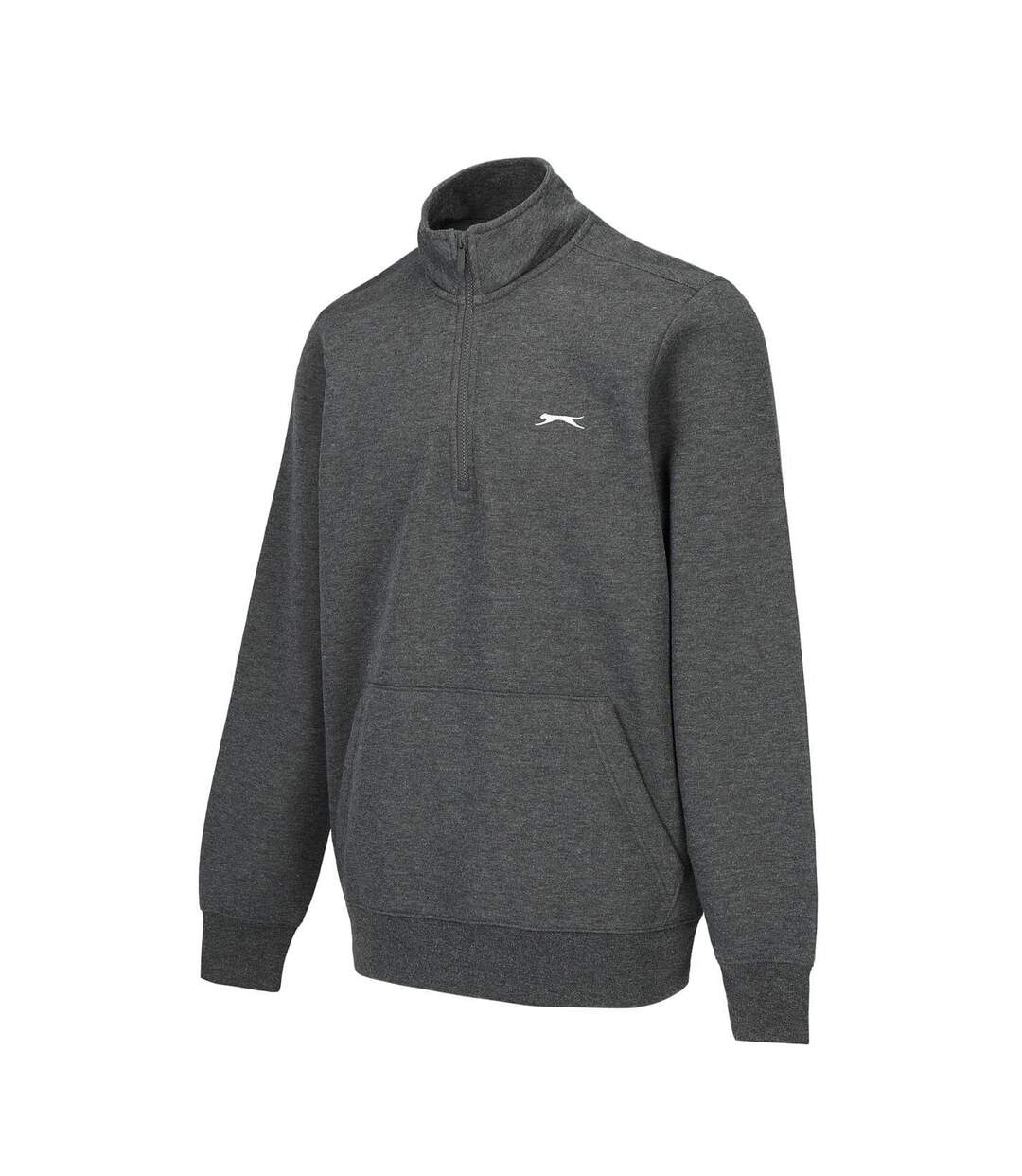 Mens Quarter Zip Fleece Charcoal Marl Slazenger-3