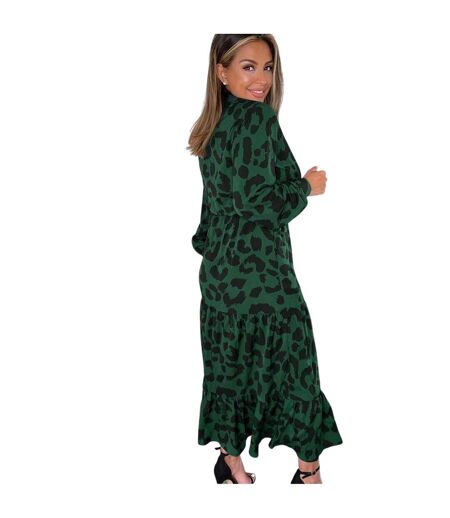 Robe À Smocks Manches Longues Motif/style Imprimé Léopard Femme Vert AX Paris