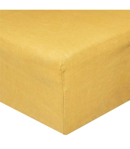 Drap Housse en Lin Adorable 140x190cm Jaune Ocre