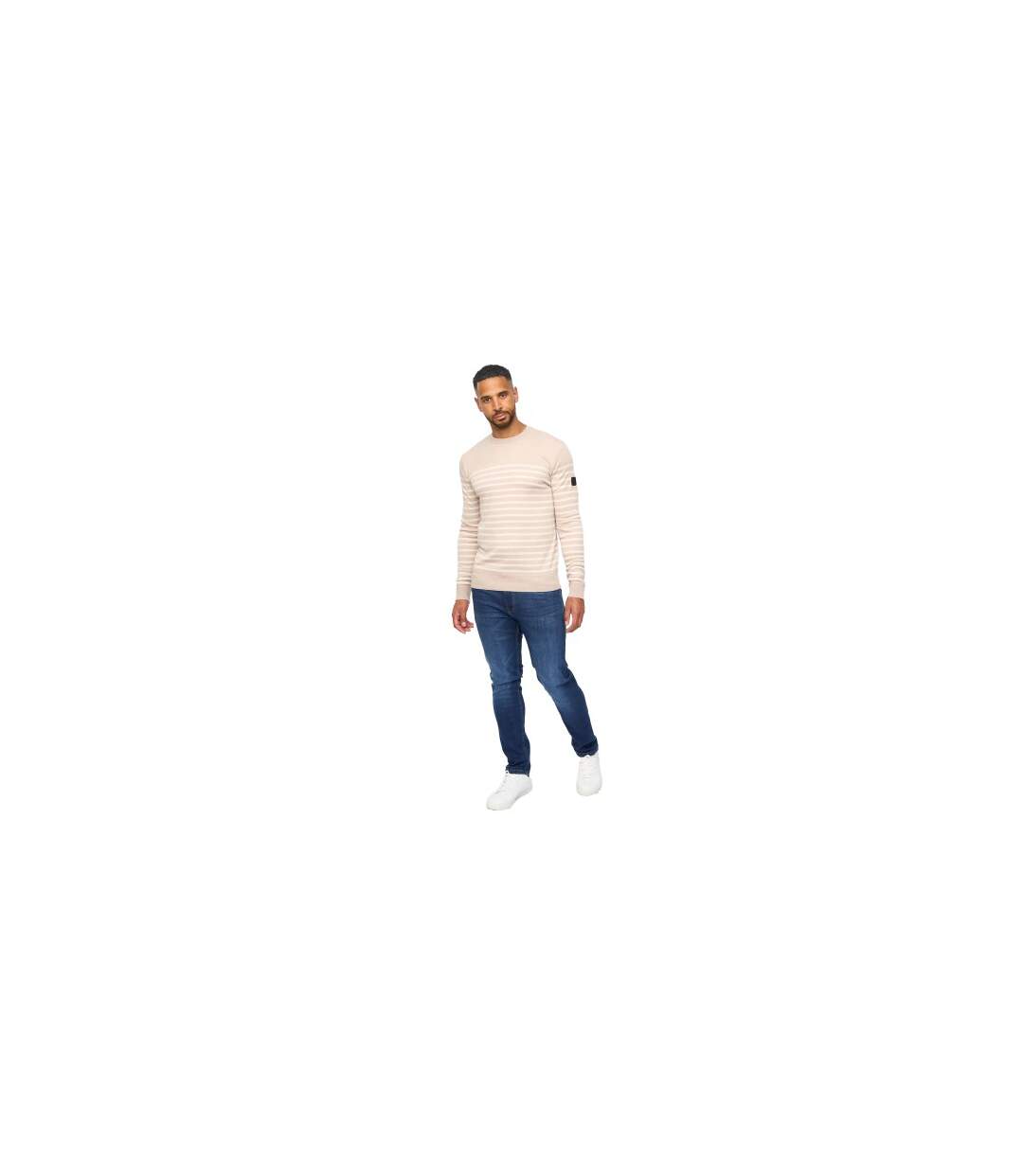 Mens Howland Crew Neck Jumper Beige Marl Bewley & Ritch-1