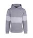 Mens Heavyweight Panelled Hoodie Heather Grey White Front Row-1