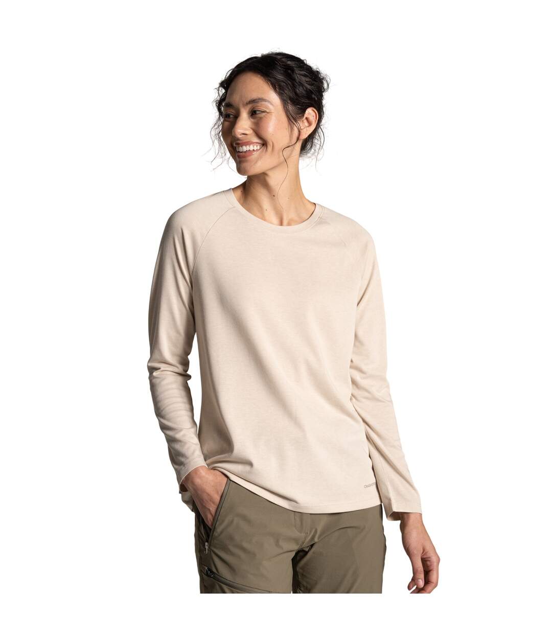 Womens/ladies Nour Nosilife Long-sleeved T-shirt Oyster Marl Craghoppers-4