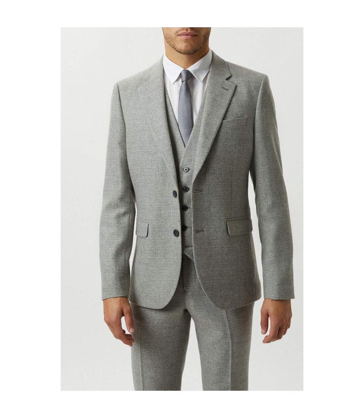 Burton Mens Crosshatch Tweed Slim Vest (Gray)