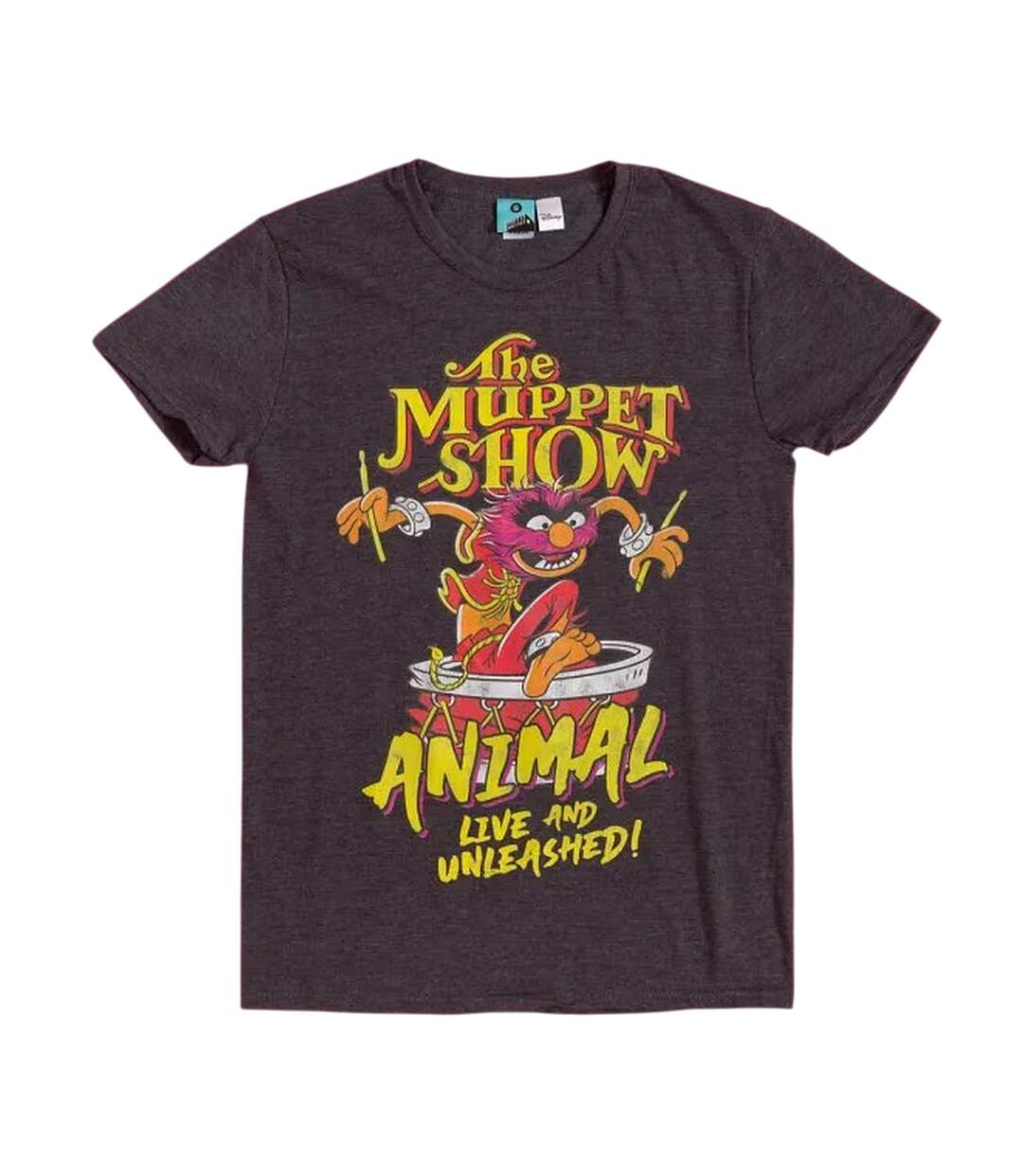 Unisex Adult Animal Live And Unleashed T-shirt Black Charcoal The Muppets-1