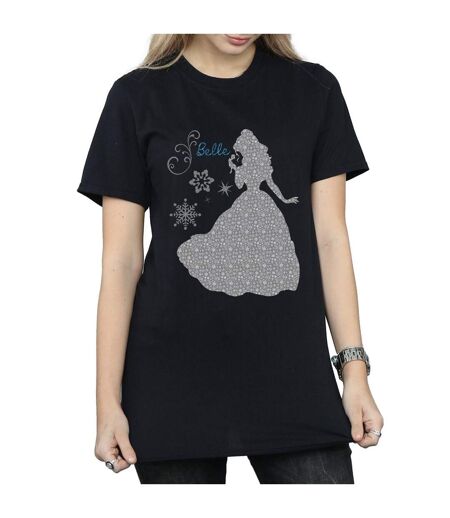 Disney Princess Womens/Ladies Belle Christmas Silhouette Cotton Boyfriend T-Shirt (Black)