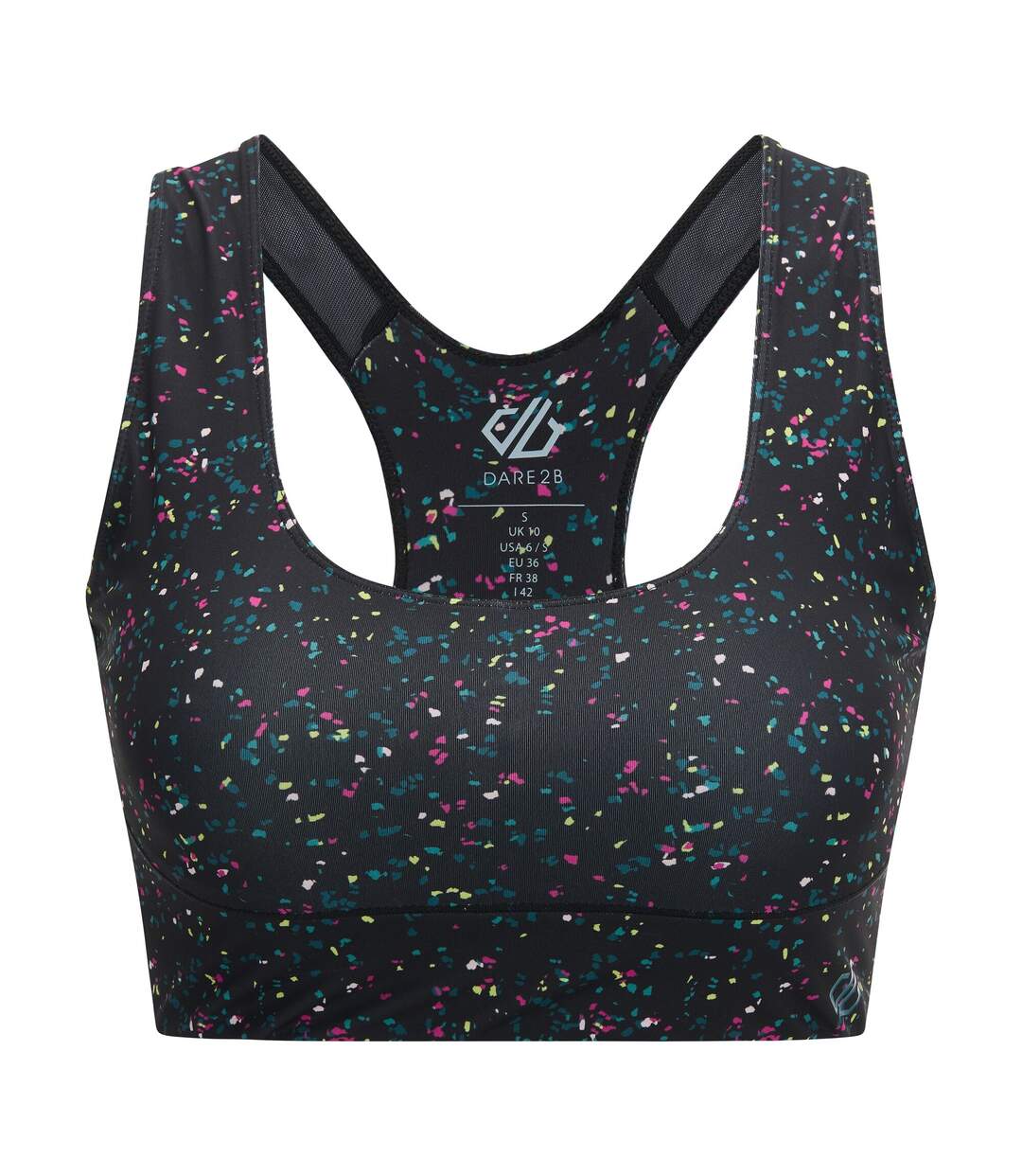 Womens/ladies Influential Speckle Sports Bra Black Dare 2B-1