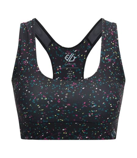 Womens/ladies Influential Speckle Sports Bra Black Dare 2B