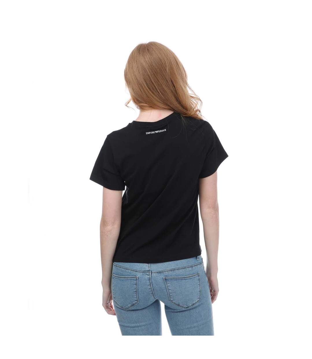 Womens/ladies stacked logo t-shirt black Armani-2