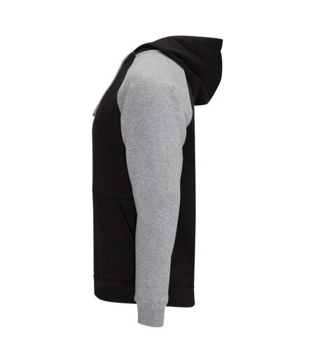 Sweat à capuche badet adulte noir uni / gris chiné Roly