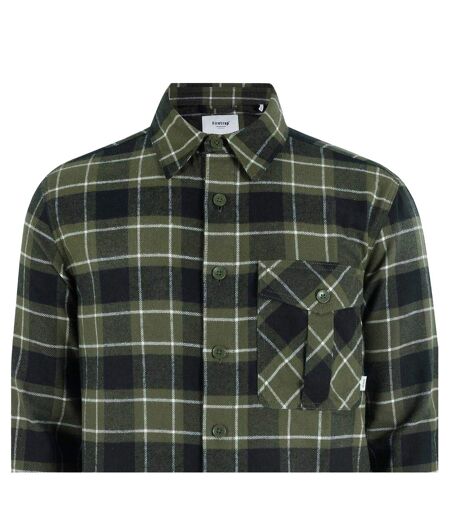 Mens Anthm Plaid Pocket Long-sleeved Shirt Army Khaki Firetrap