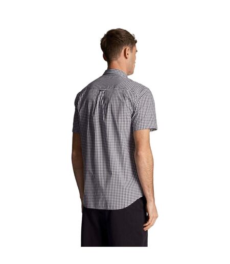 Mens gingham slim short-sleeved shirt navy/white Lyle & Scott