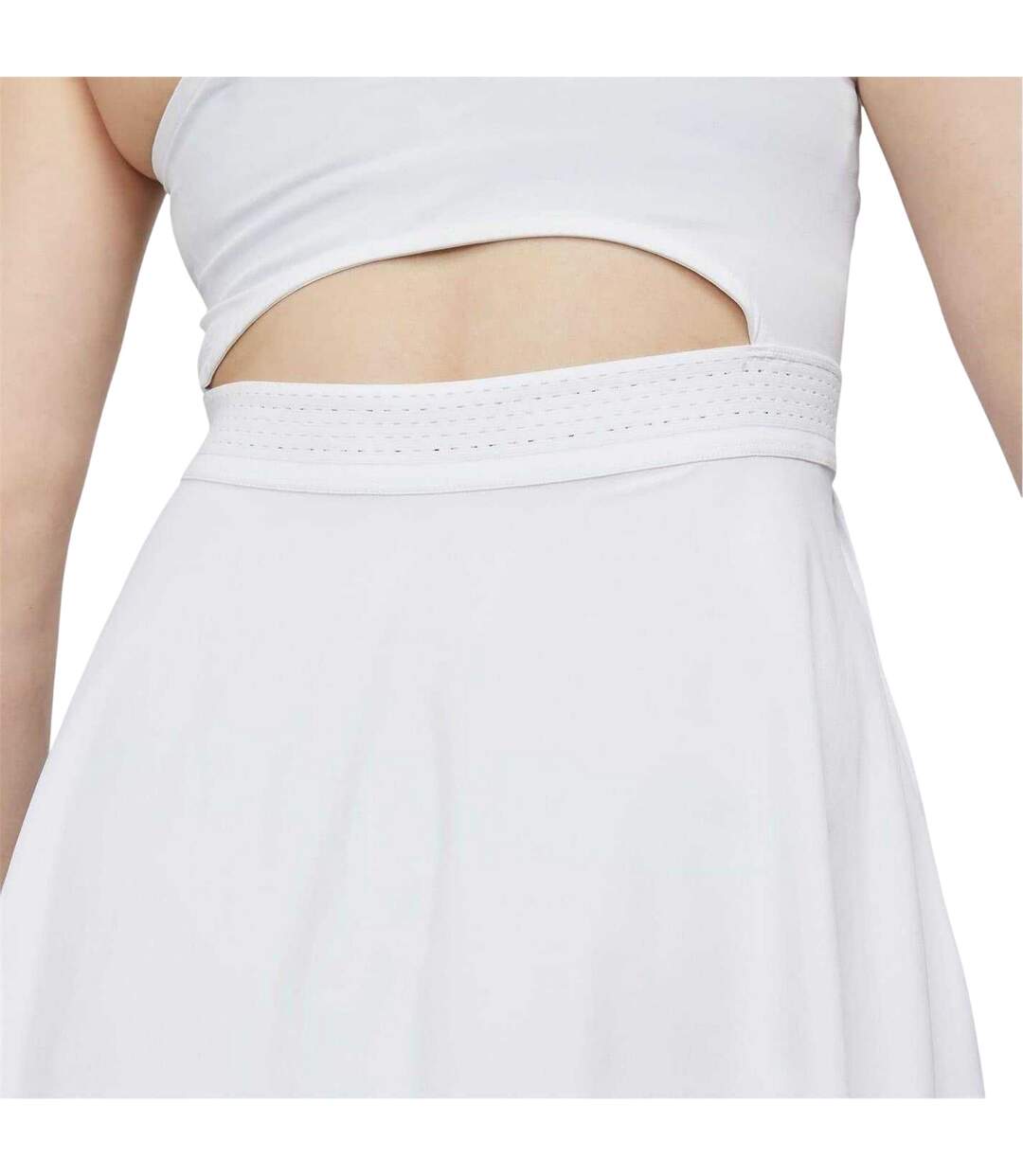 Womens/ladies Dri-fit Notch Neck Tennis Mini Dress White Black Nike-3