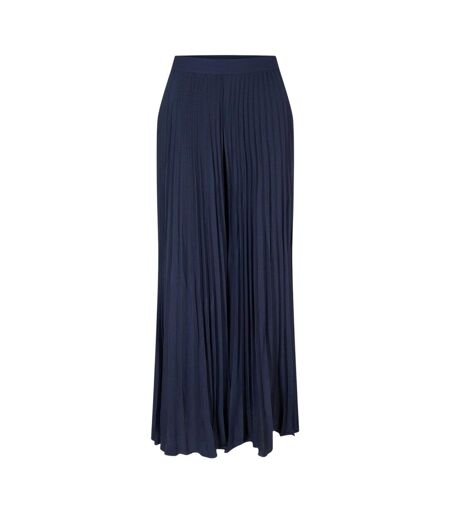 Womens/ladies Satin Pleated Wide Leg Trousers Dark Blue Ted Baker