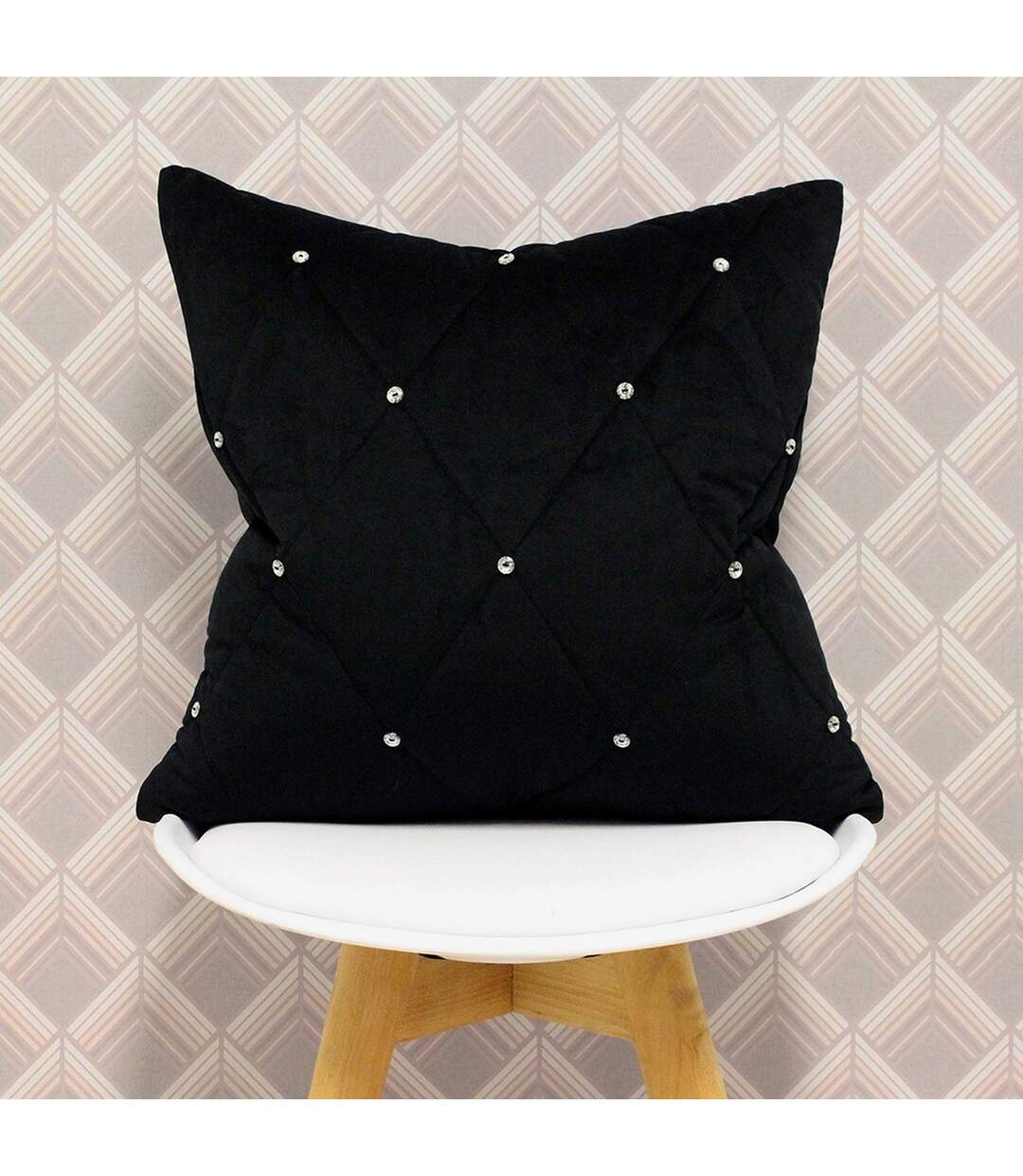 Riva Paoletti New Diamante Cushion Cover (Black) - UTRV1285