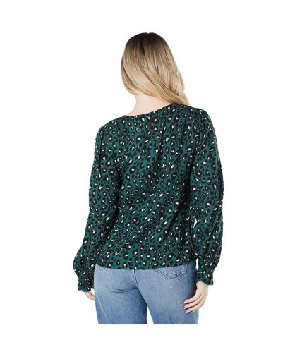 Womens/ladies animal print long-sleeved blouse green Dorothy Perkins