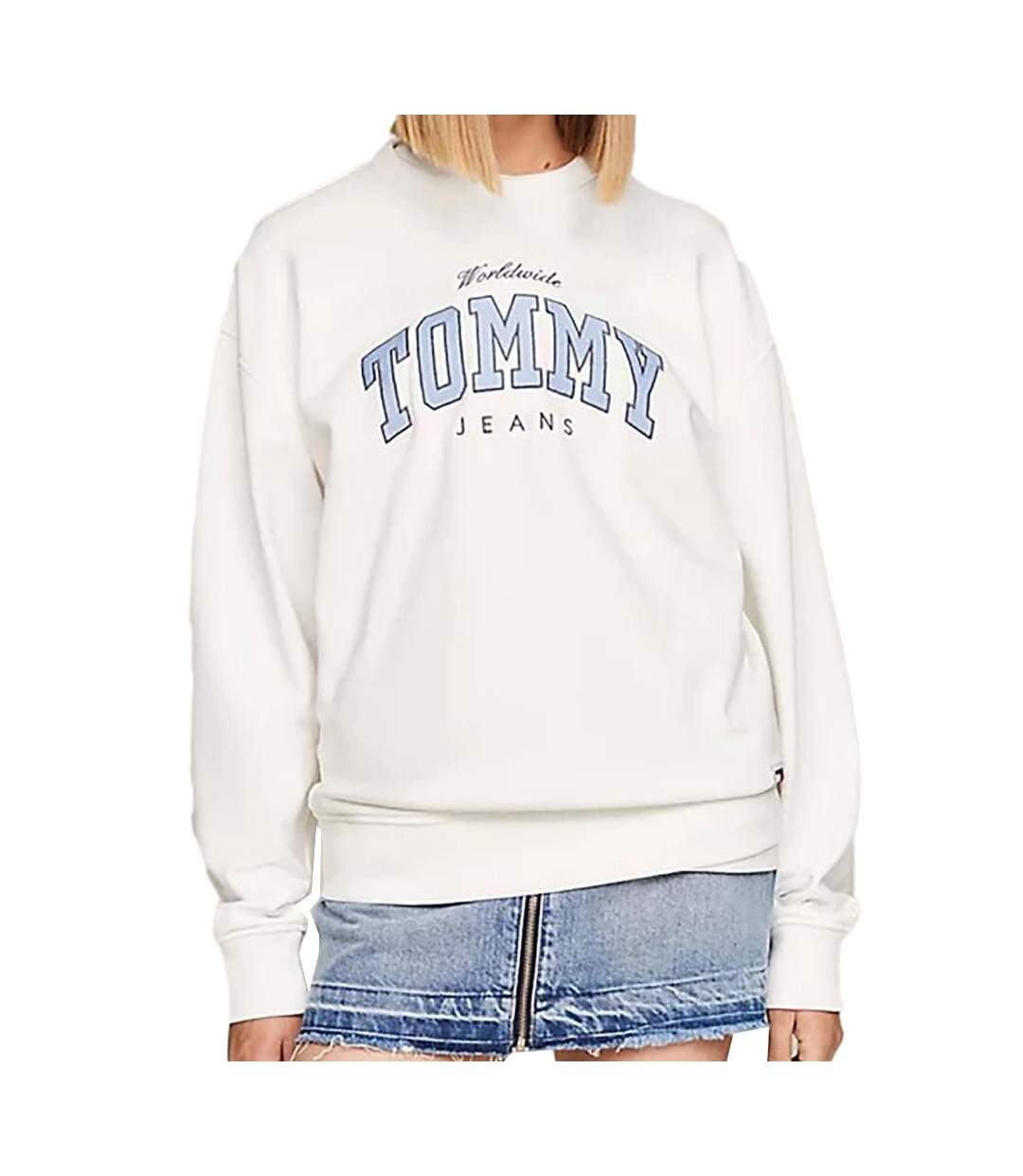 Sweat Écru/Bleu Femme Tommy Hilfiger Varsity Luxe - L-1