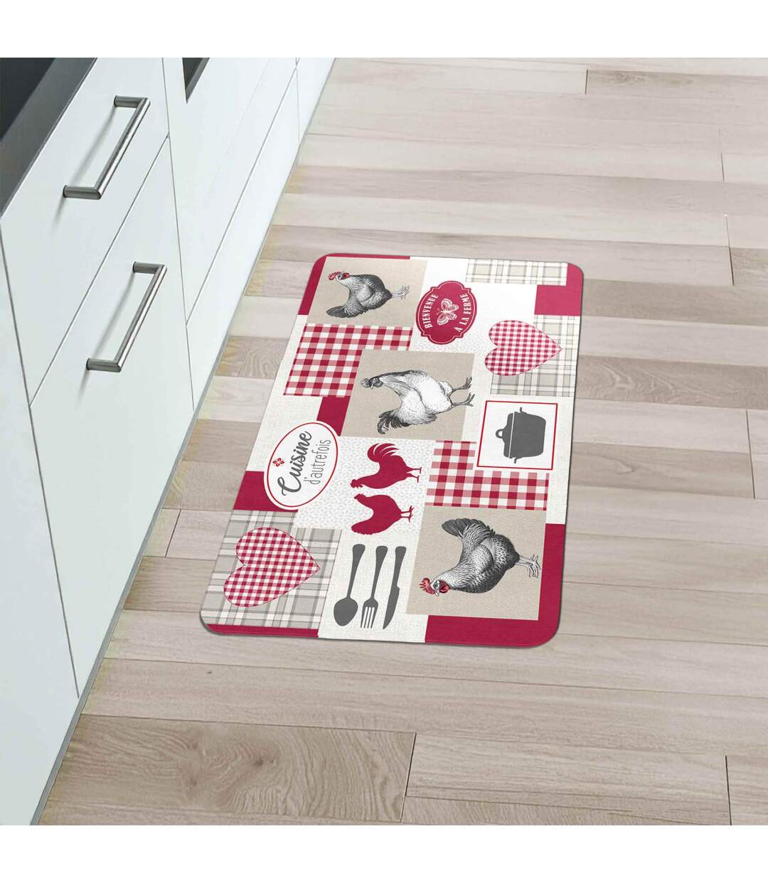 Tapis de Cuisine Mousse Vickie 45x75cm Rouge-2