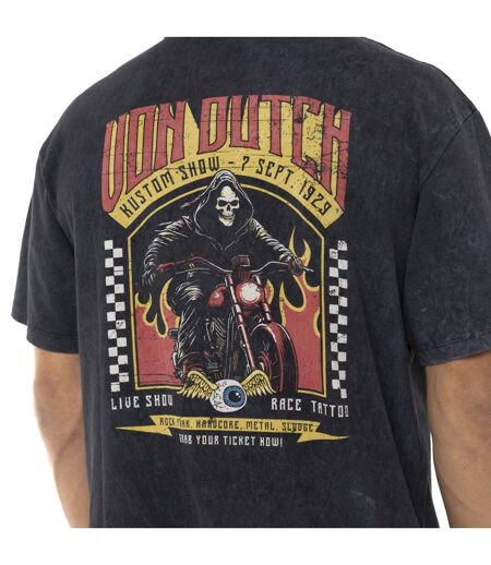 T-shirt homme comfort fit en jersey acid wash print devant&dos Reaper Vondutch