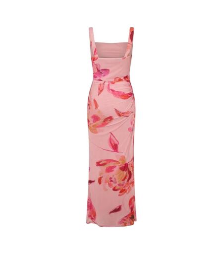 Womens/ladies Floral Mesh Maxi Dress Pink I Saw It First