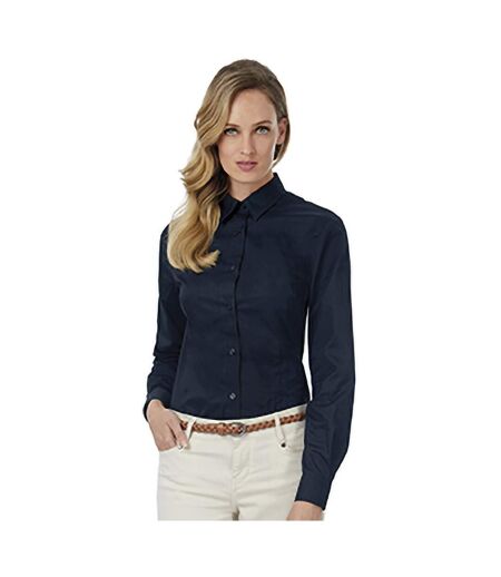 B&C Womens/Ladies Sharp Twill Long Sleeve Shirt (Navy Blue) - UTBC123