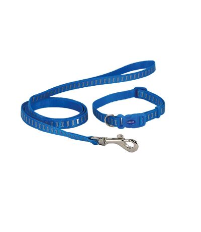 Small bite reflective dog collar and lead set 20cm 30cm blue Ancol