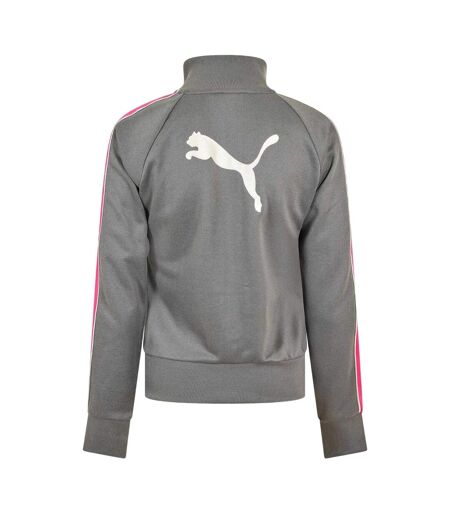 Womens/ladies Striped Track Jacket Grey Pink Puma