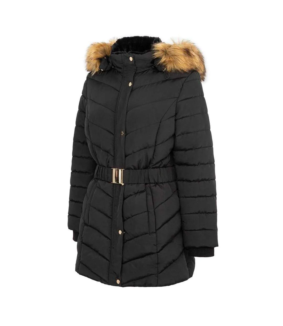 Womens/ladies Waterproof Puffer Jacket Black Firetrap-3